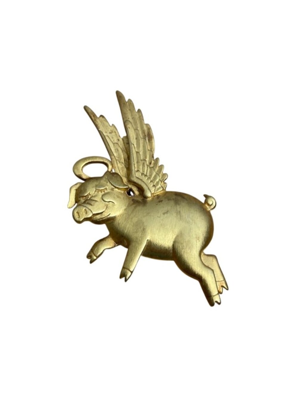 Vintage JJ Jonette When Angelic Pigs Fly Brooch Pin Pendant Gold-Tone Signed